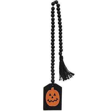 Black Beaded Jack O Lantern Tag Garland - The Fox Decor